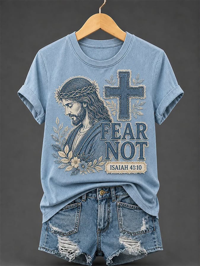 Women's Retro Fear Not Faith  Print T-shirt