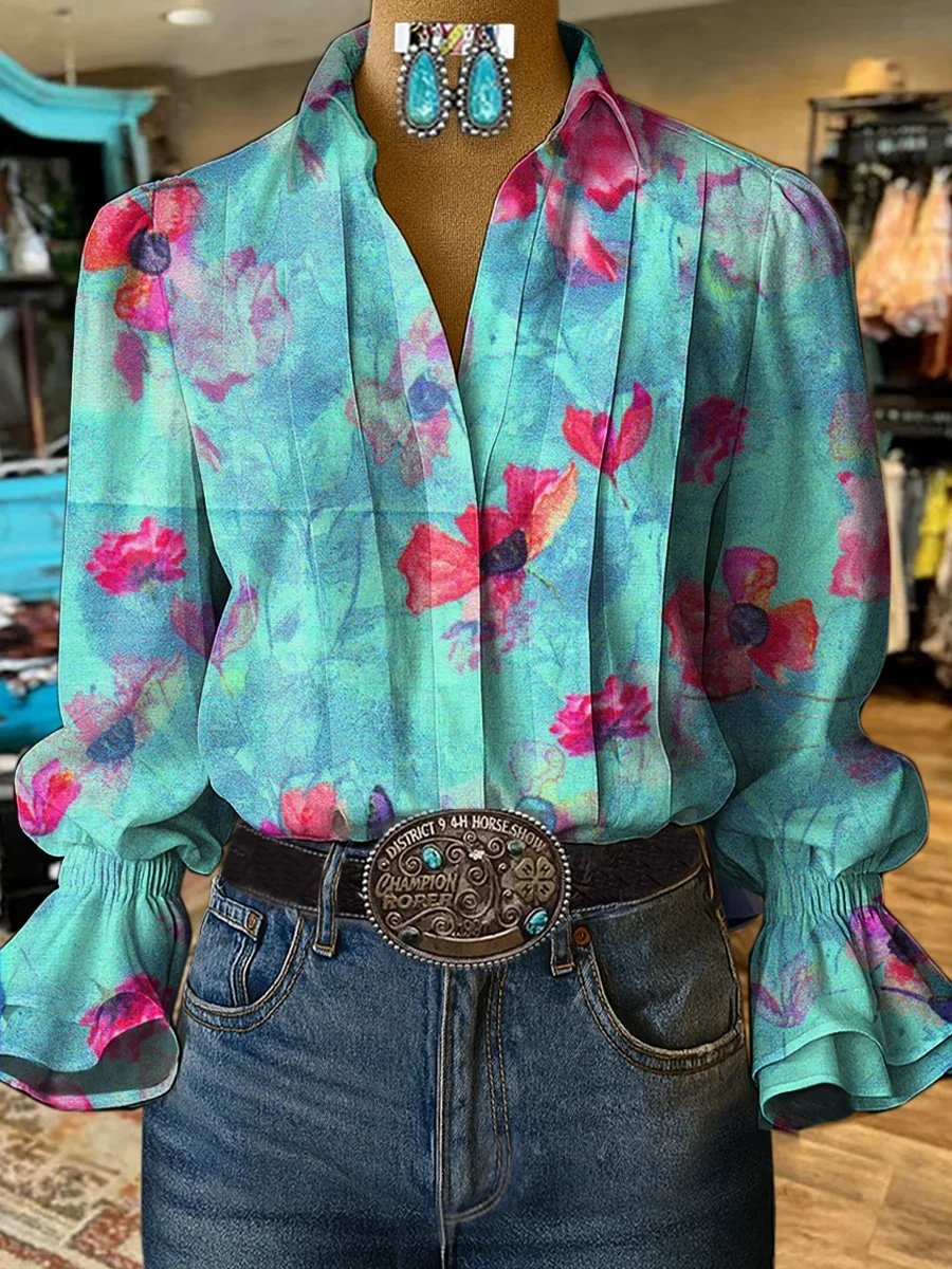 Women's Retro Casual Western Pattern Shirt