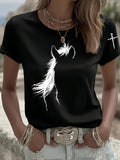 Women's Casual Horse Print T-Shirt