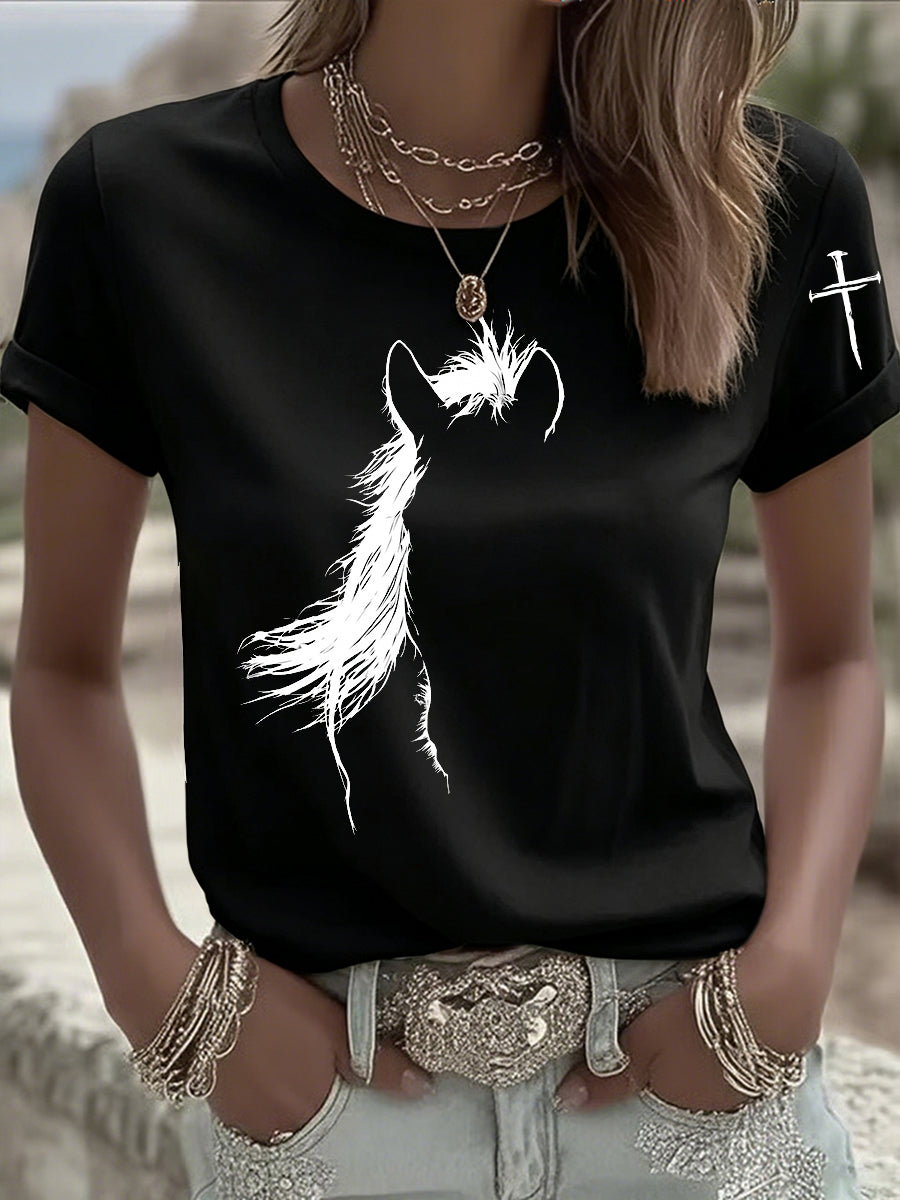 Women's Casual Horse Print T-Shirt