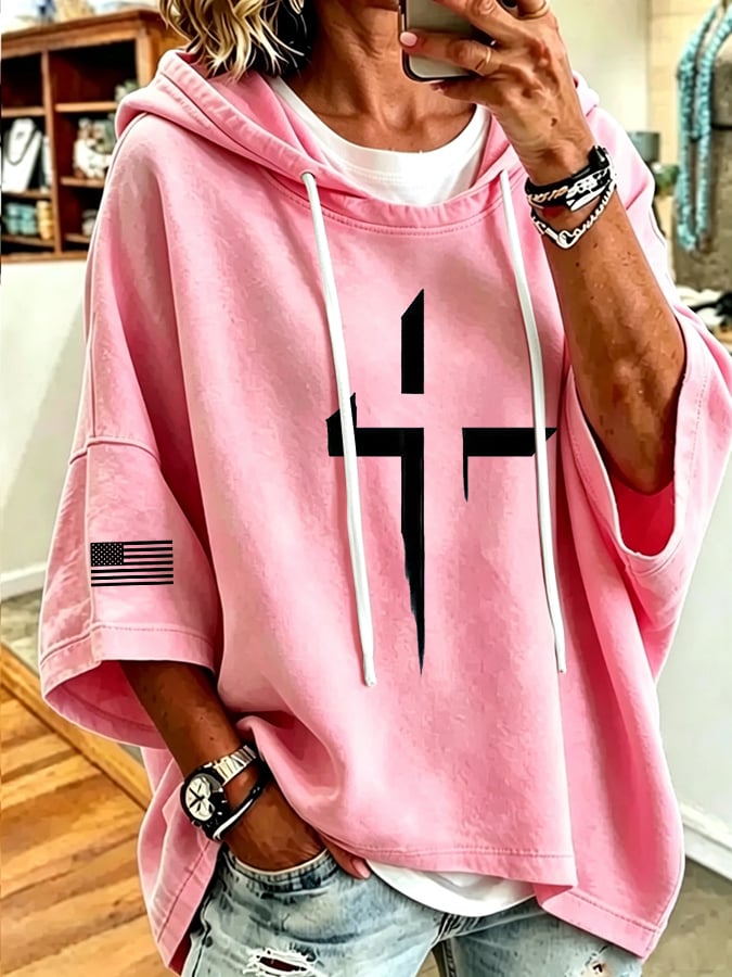 Sudadera holgada estampada para mujer