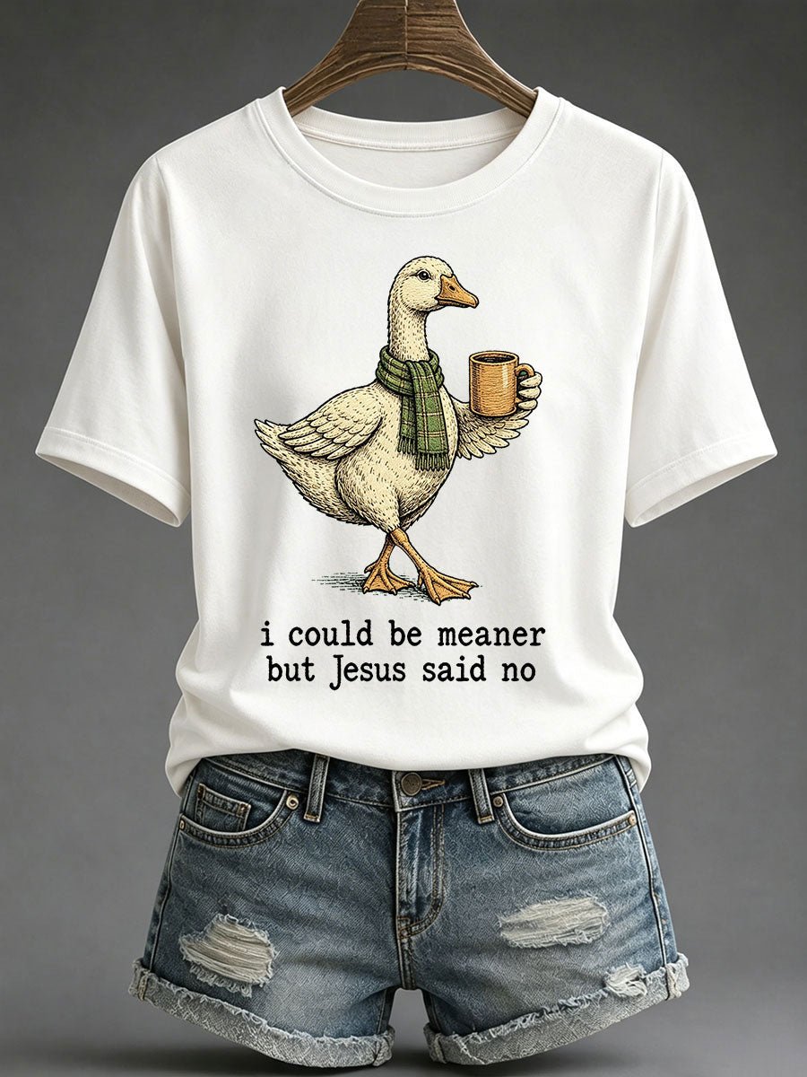 Camiseta de mujer con estampado «Podría ser más mala, pero Jesús dijo que no»
