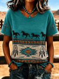 Women'S Retro Western Style Faith Printed T-Shirt