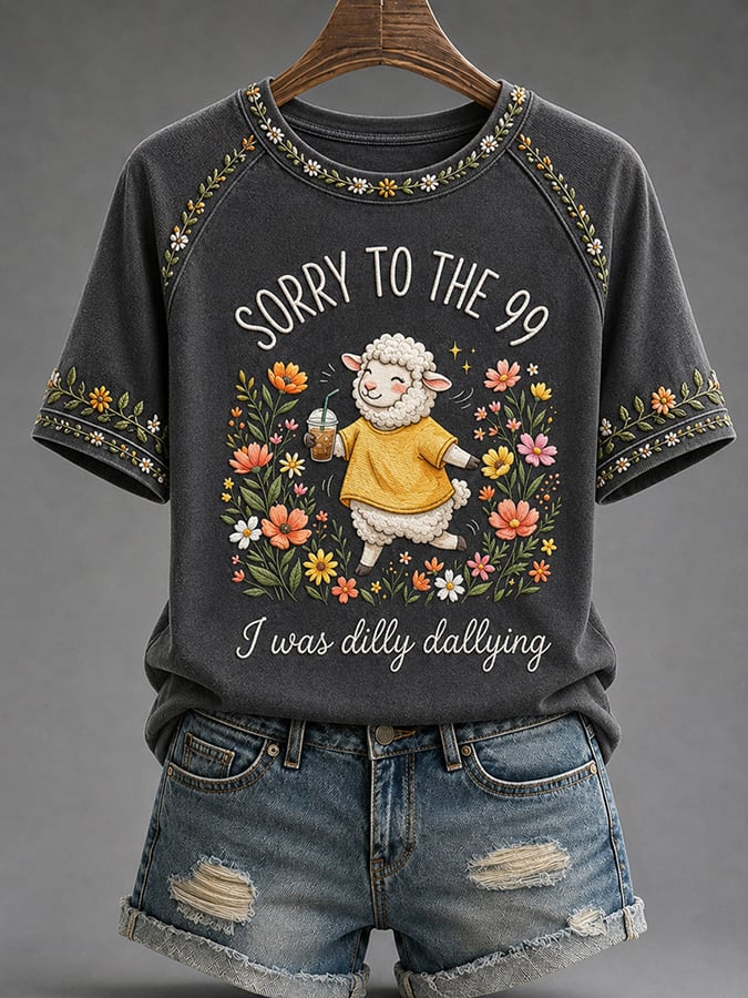 Damen "Sorry To The 99 I Was Dilly Dallying" Raglan-T-Shirt mit Print