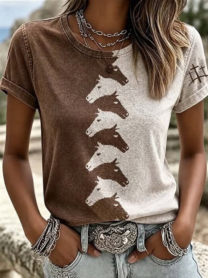Women's Western Faith-Print Casual T-Shirt