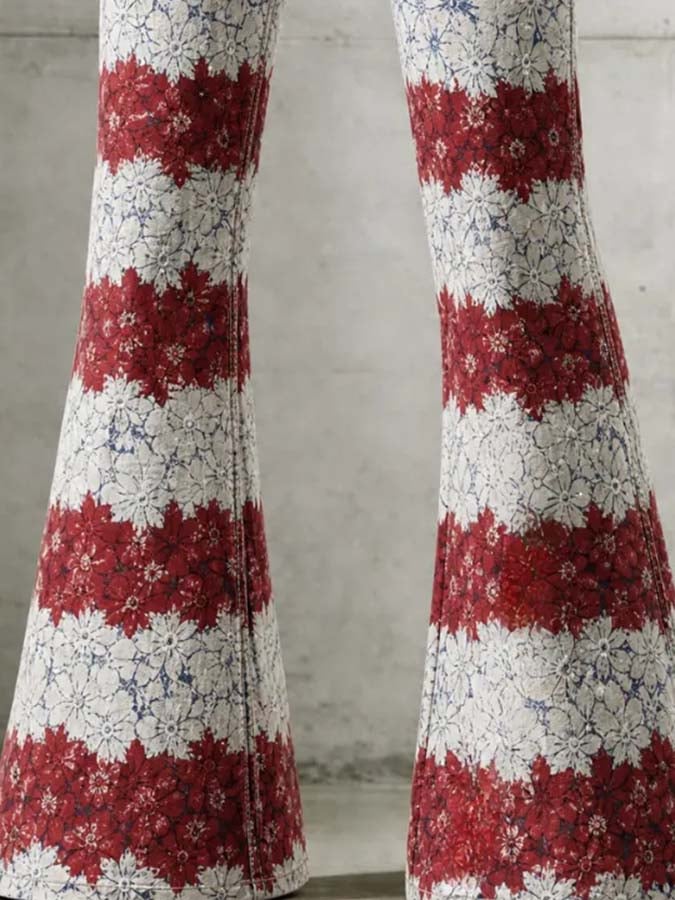 Women'S Casual Retro-Print Trousers