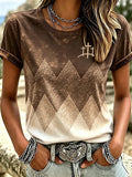 Women'S Western Horse Art Faith Gradient Printed Round Neck T-Shirt