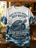 Damen Retro „Wenn du durch tiefe Wasser gehst, bin ich bei dir“ – T-Shirt mit Glaubensdruck