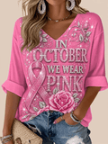 Women's Retro Breast Cancer Awareness Print Top