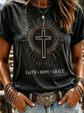Damen Retro "Faith Jesus Is King" T-Shirt mit Aufdruck