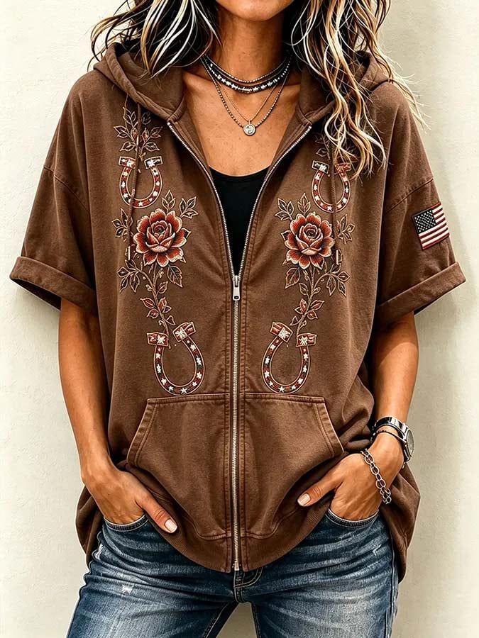 Women'S Casual Retro Print Top