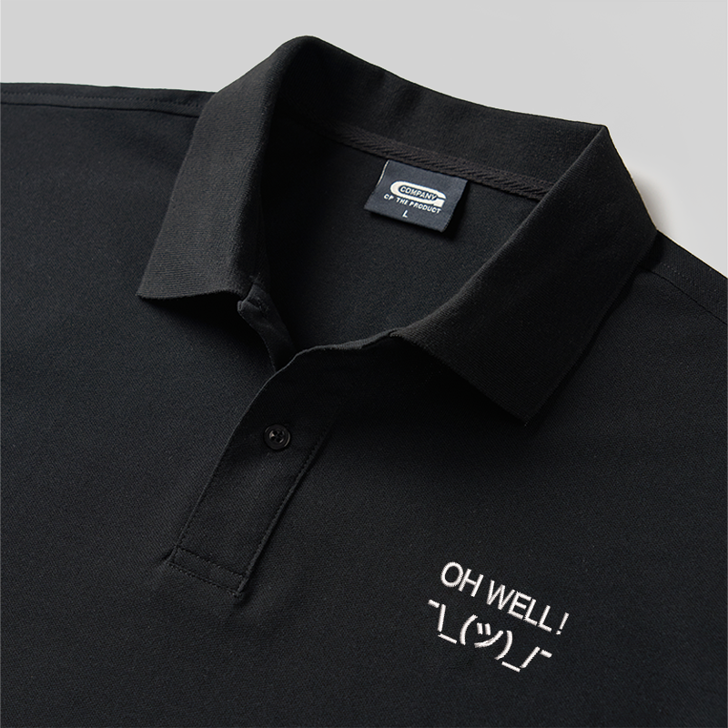 Oh Well Geek Embroidered Polo Shirt