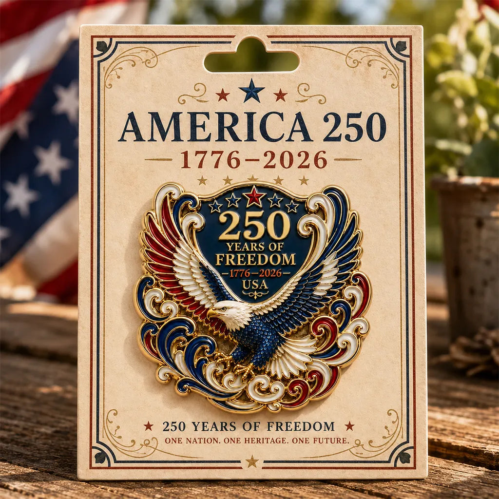 America 250 Eagle Brooch Pin – 1776–2026 Patriotic Commemorative Badge