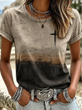 Women's Retro Western Style Faith  Print T-shirt