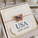 U.S. 250th Anniversary Butterfly Bracelet: Gold-tone Resin Pendant