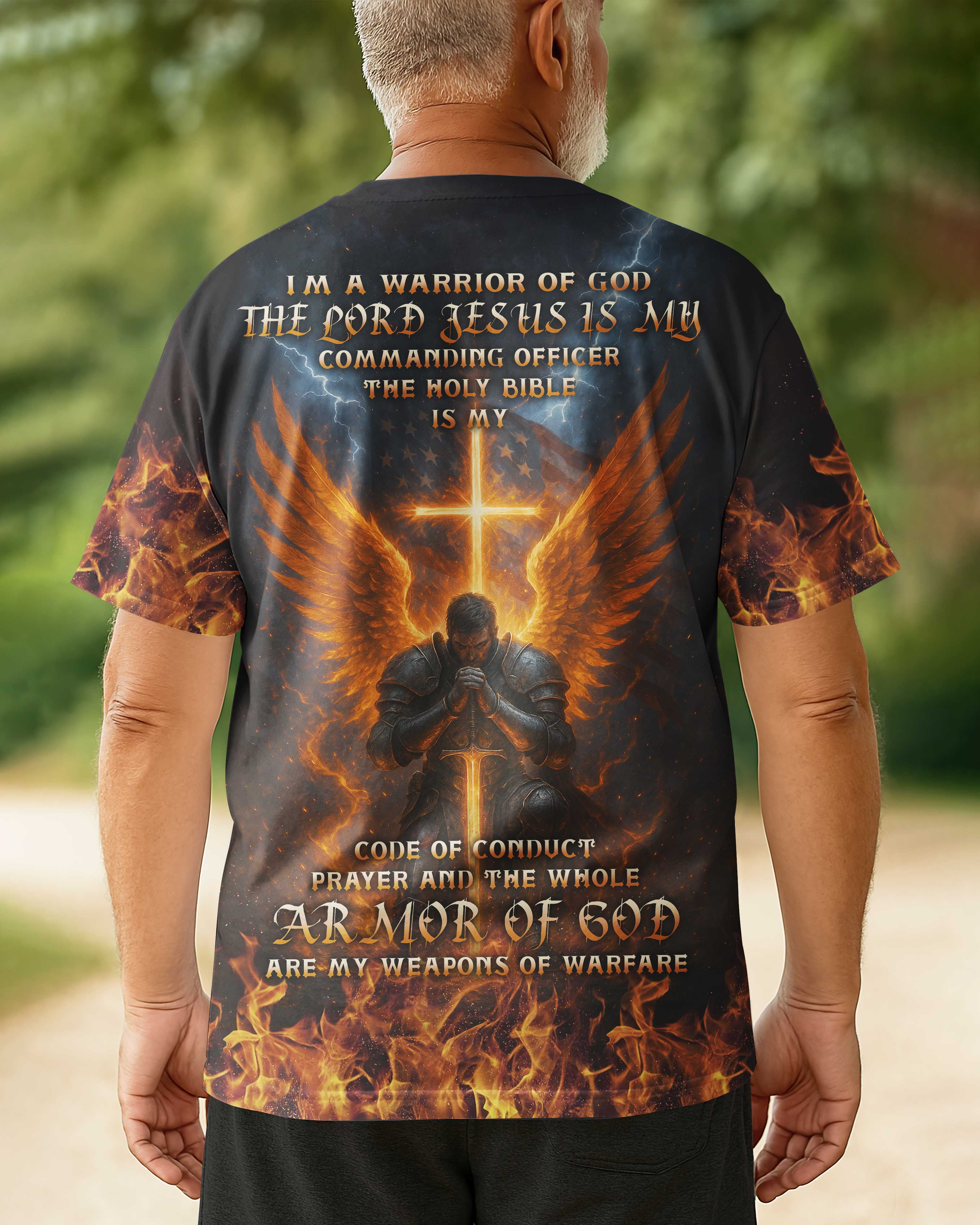 Ich bin ein Krieger Gottes All Over Print T-Shirt