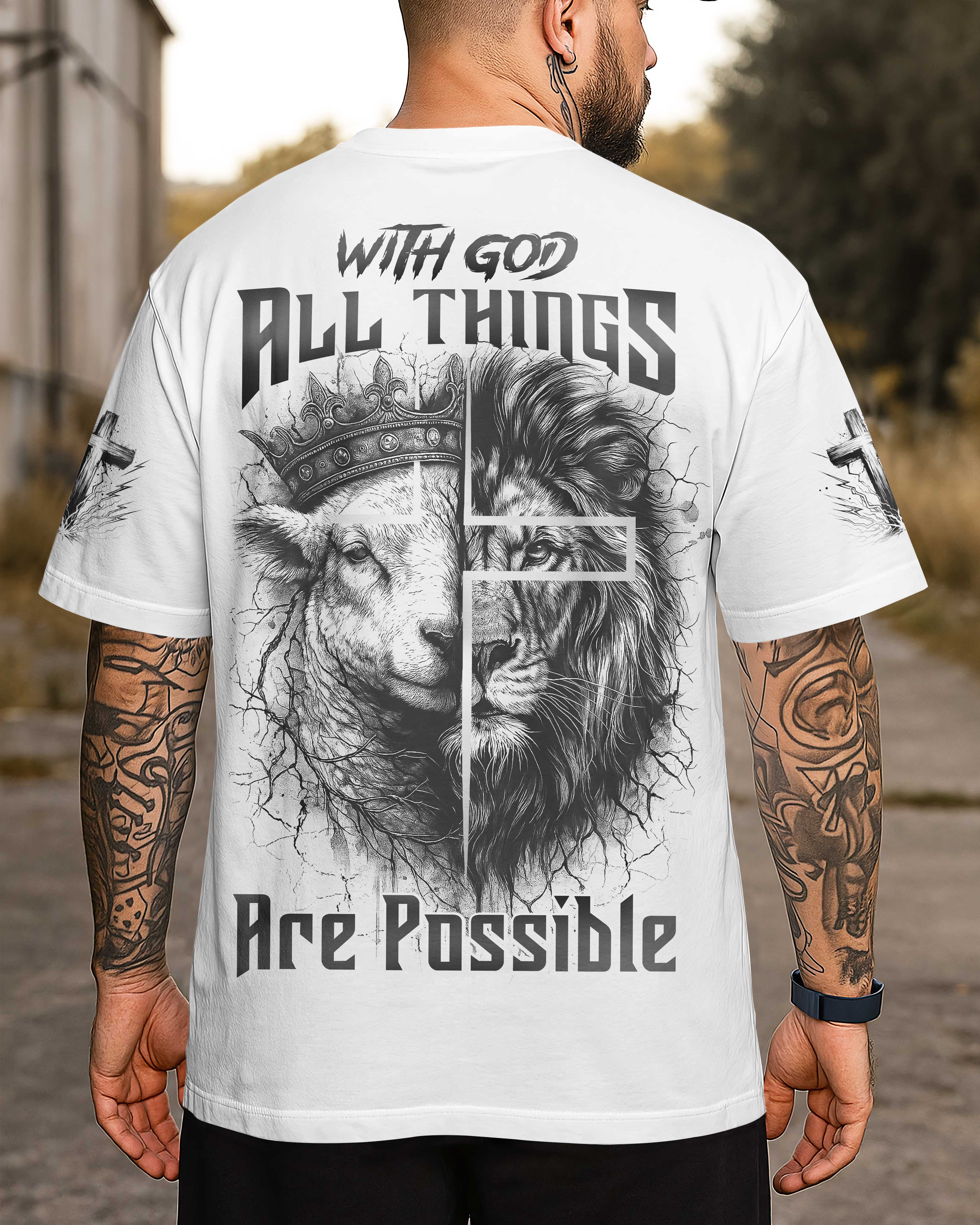 Mit Gott sind alle Dinge möglich Allover-Print T-Shirt
