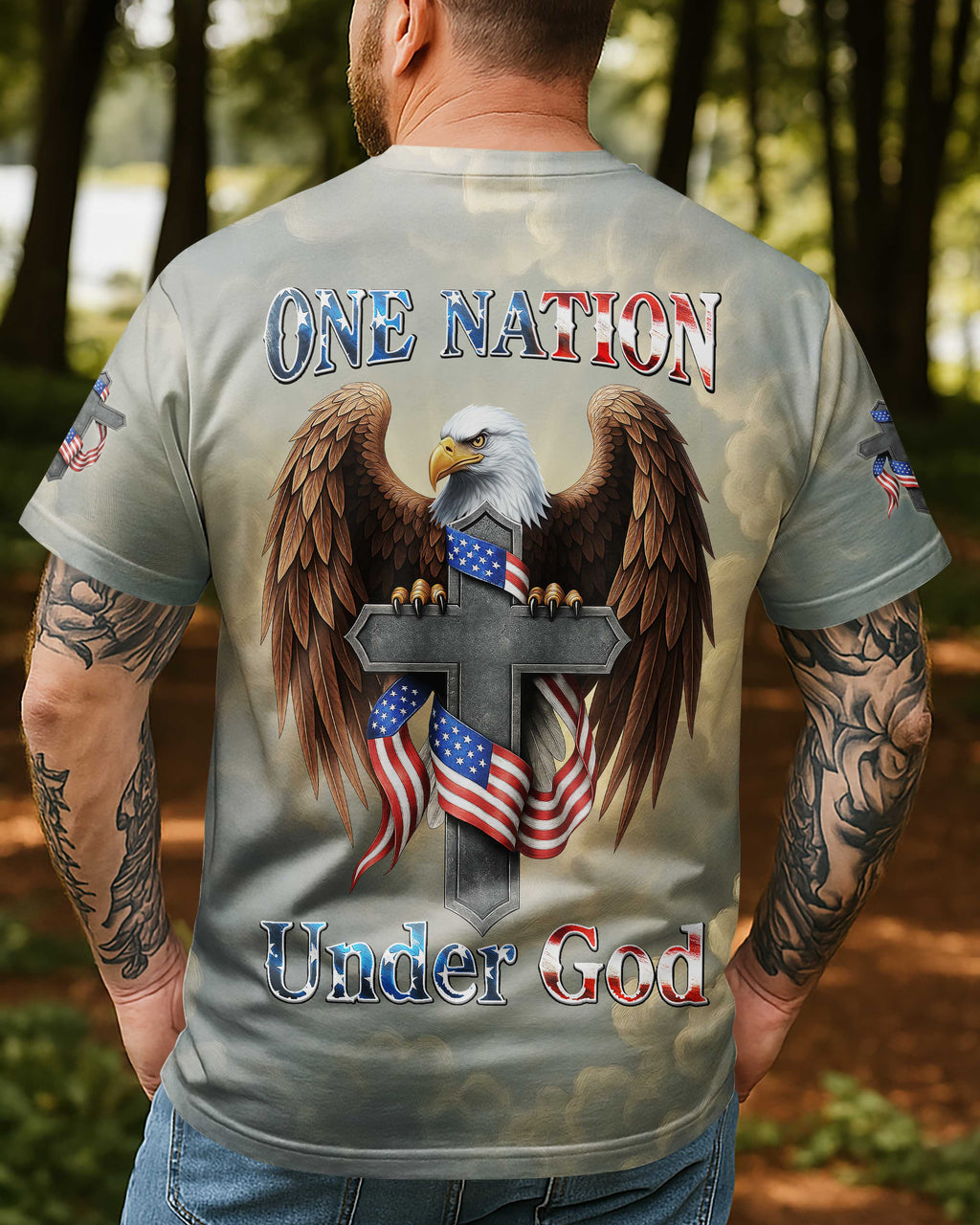 "One Nation Under God" Allover-Print T-Shirt
