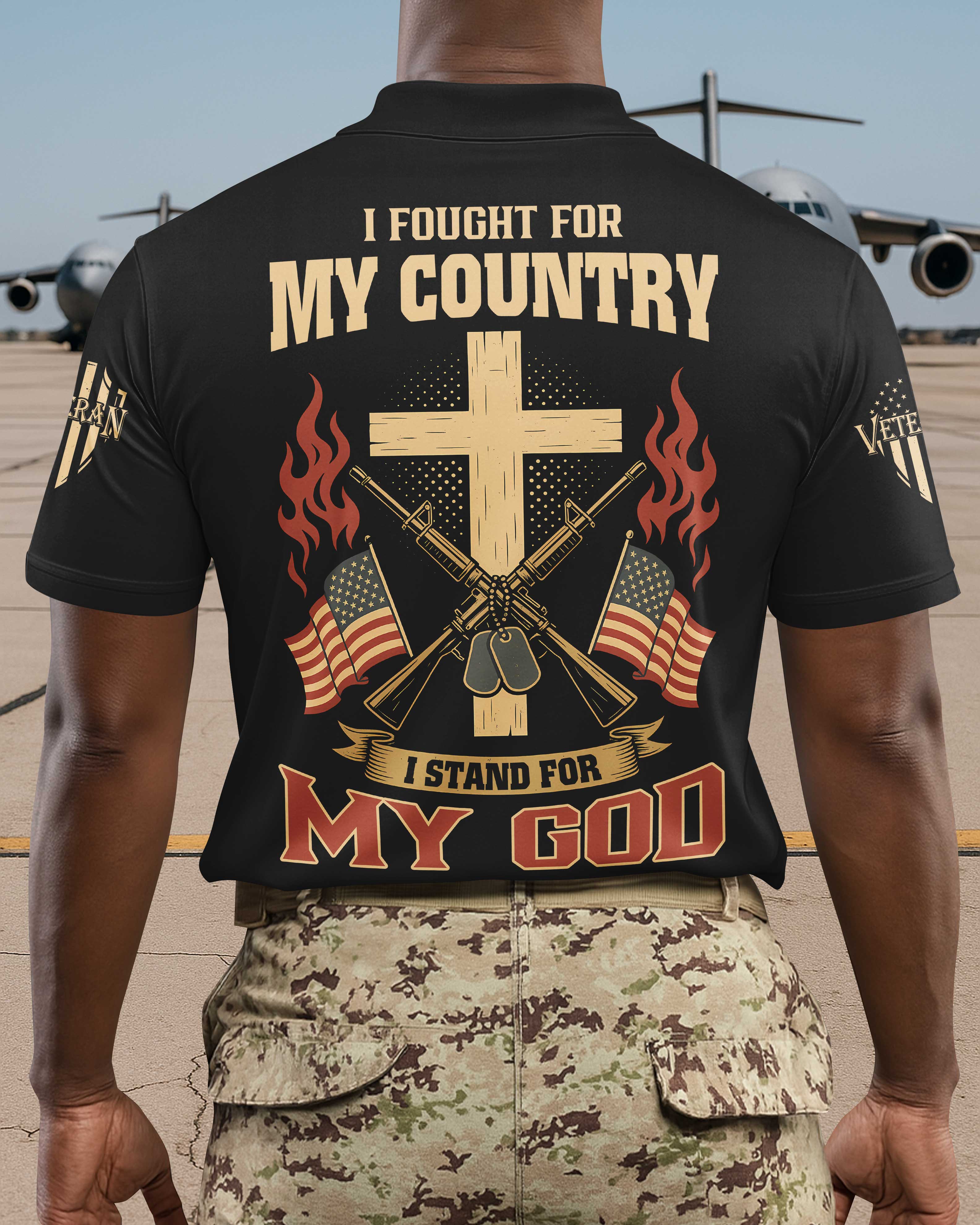 T-shirt Je me suis battu pour mon pays, je me bats pour mon Dieu