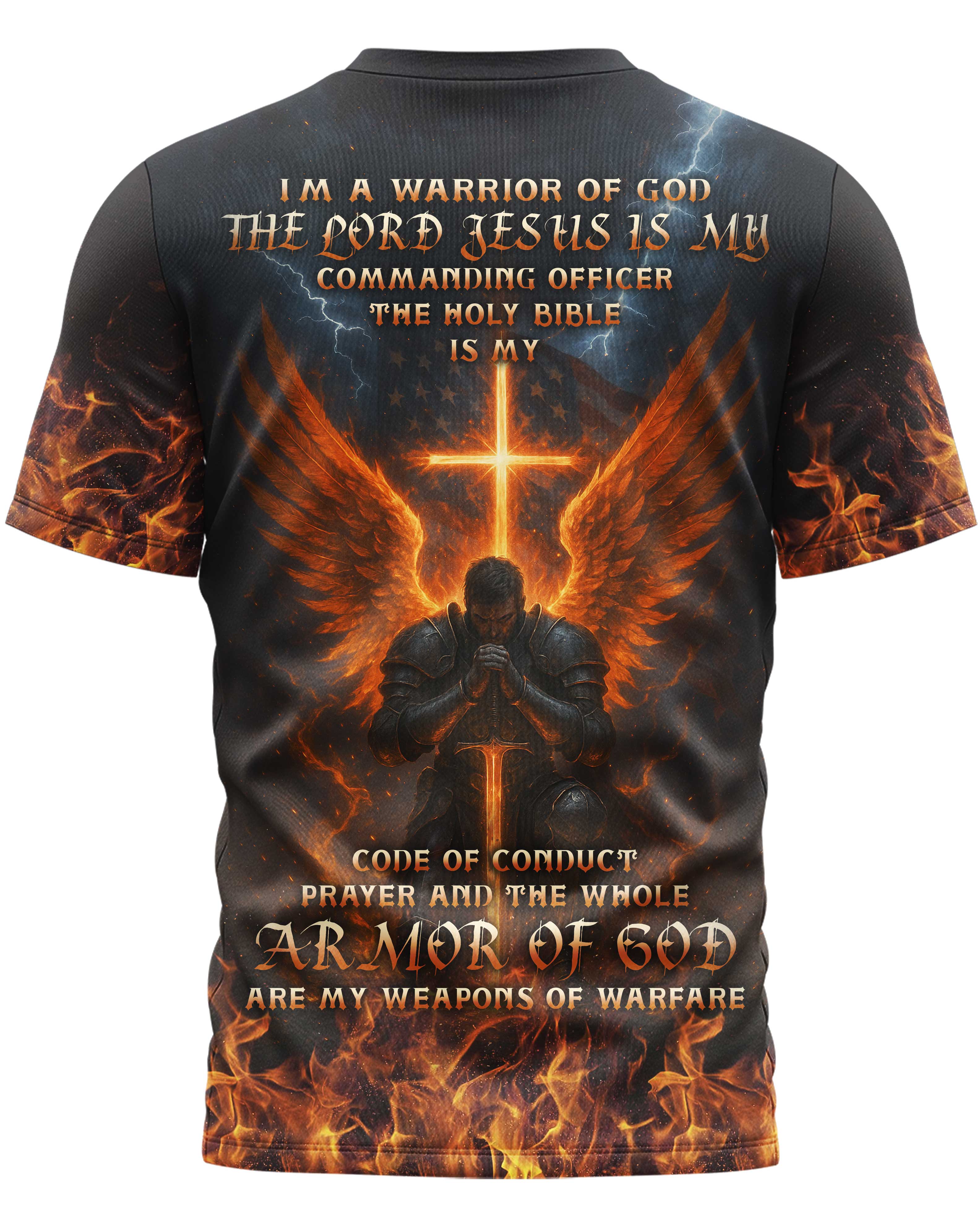 Ich bin ein Krieger Gottes All Over Print T-Shirt