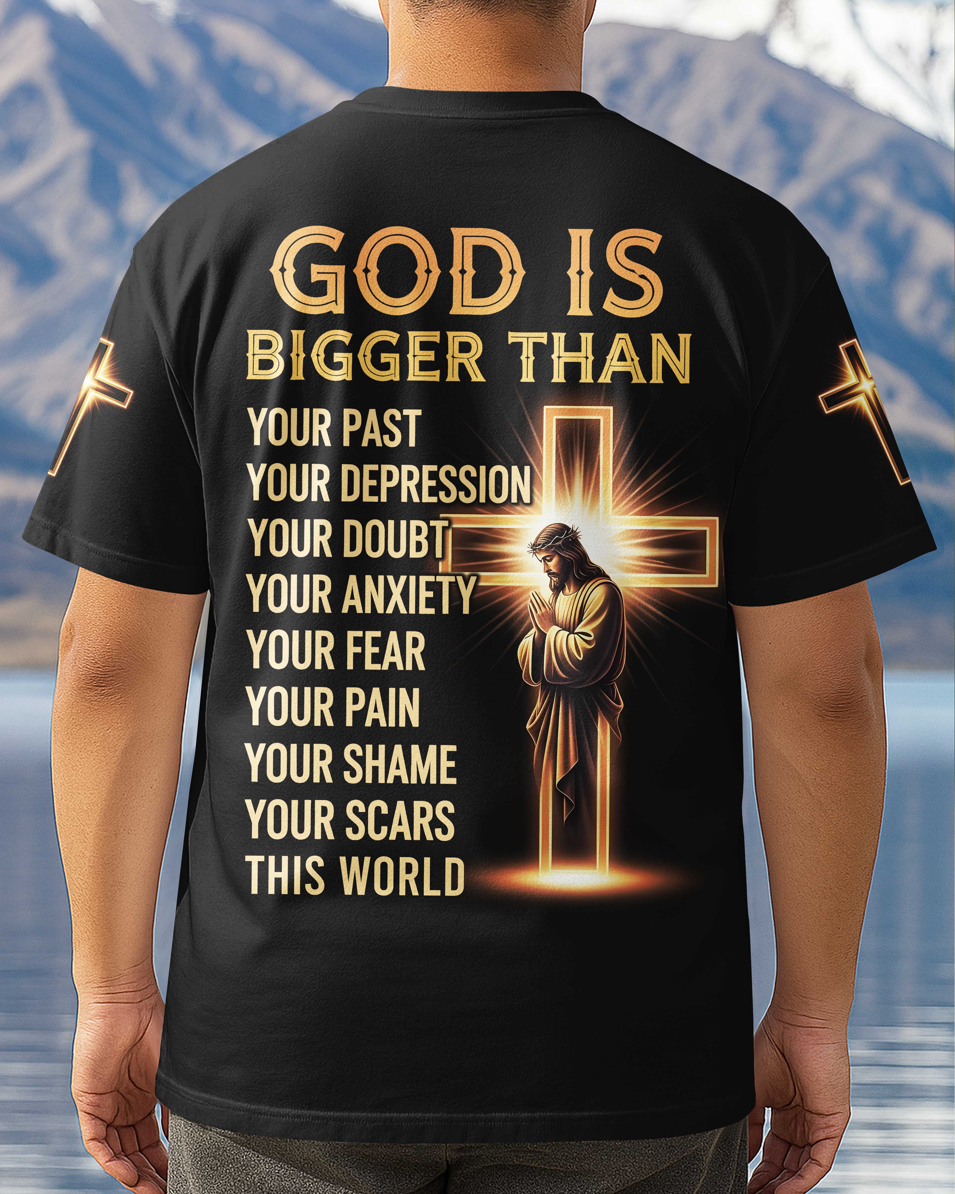 Gott ist größer als alles All-Over-Print T-Shirt