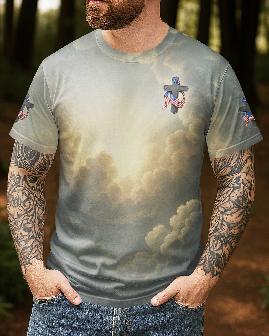 "One Nation Under God" Allover-Print T-Shirt