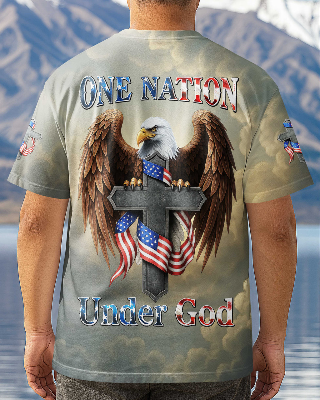 "One Nation Under God" Allover-Print T-Shirt