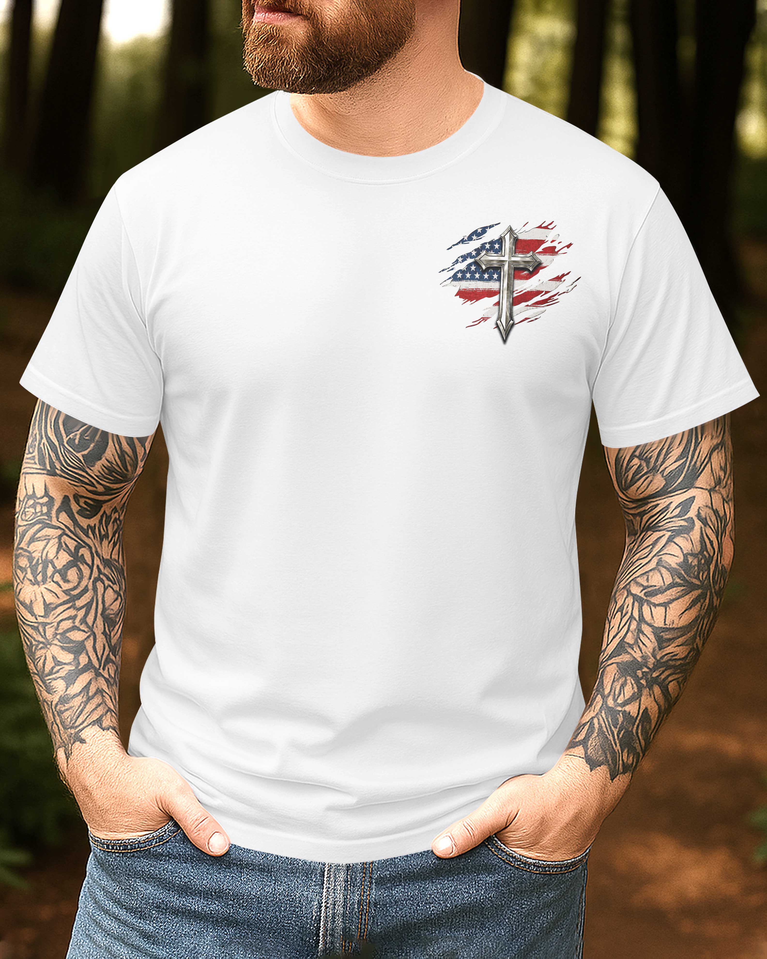T-shirt Américain de naissance Chrétien par la grâce de Dieu