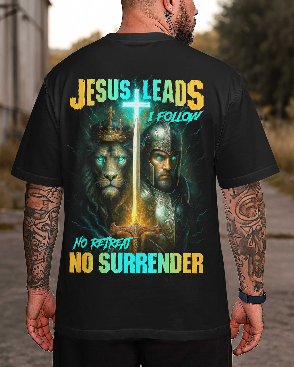 Jesus führt, ich folge überall bedrucktes T-Shirt