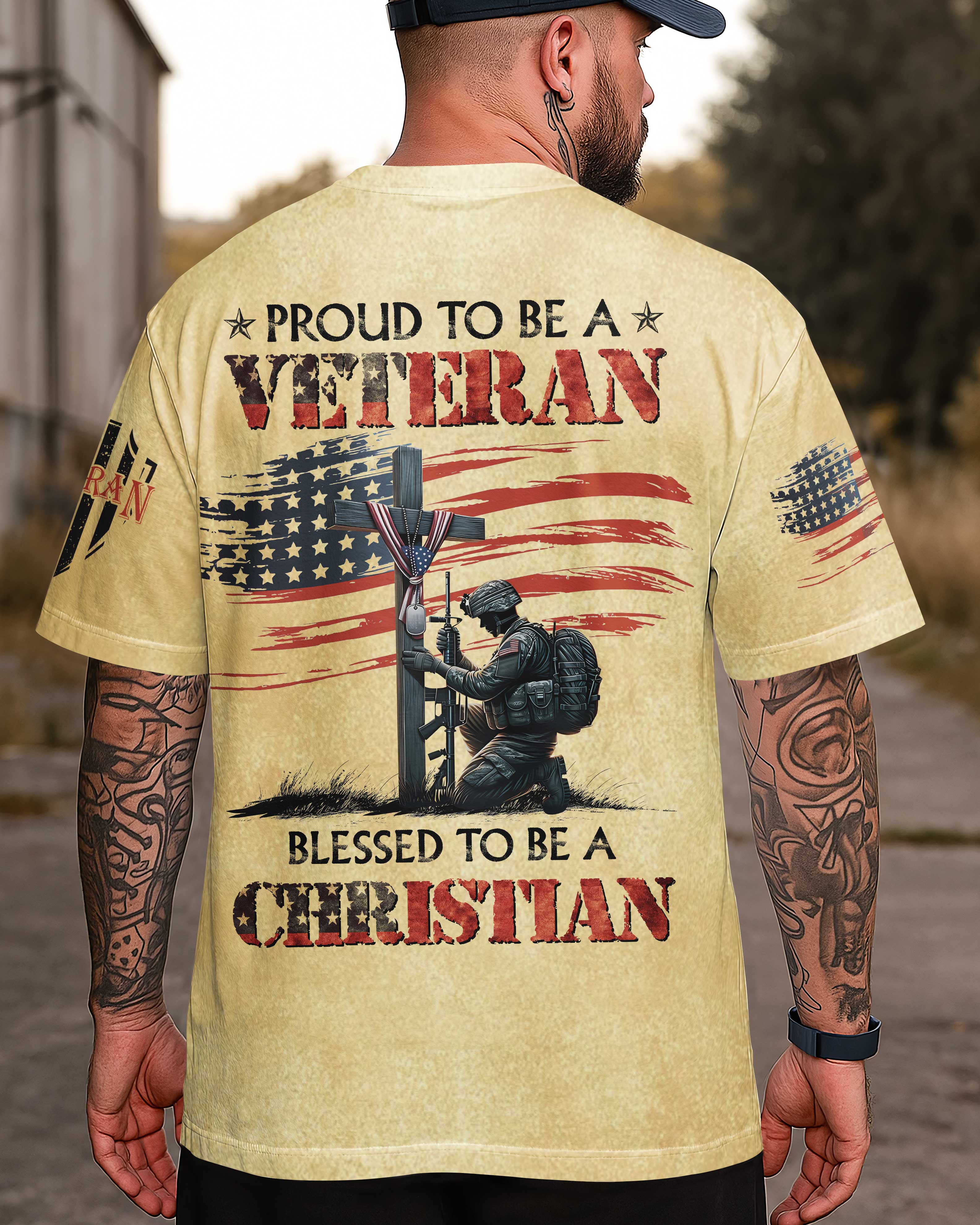 T-shirt imprimé « Fierté d'être vétéran »