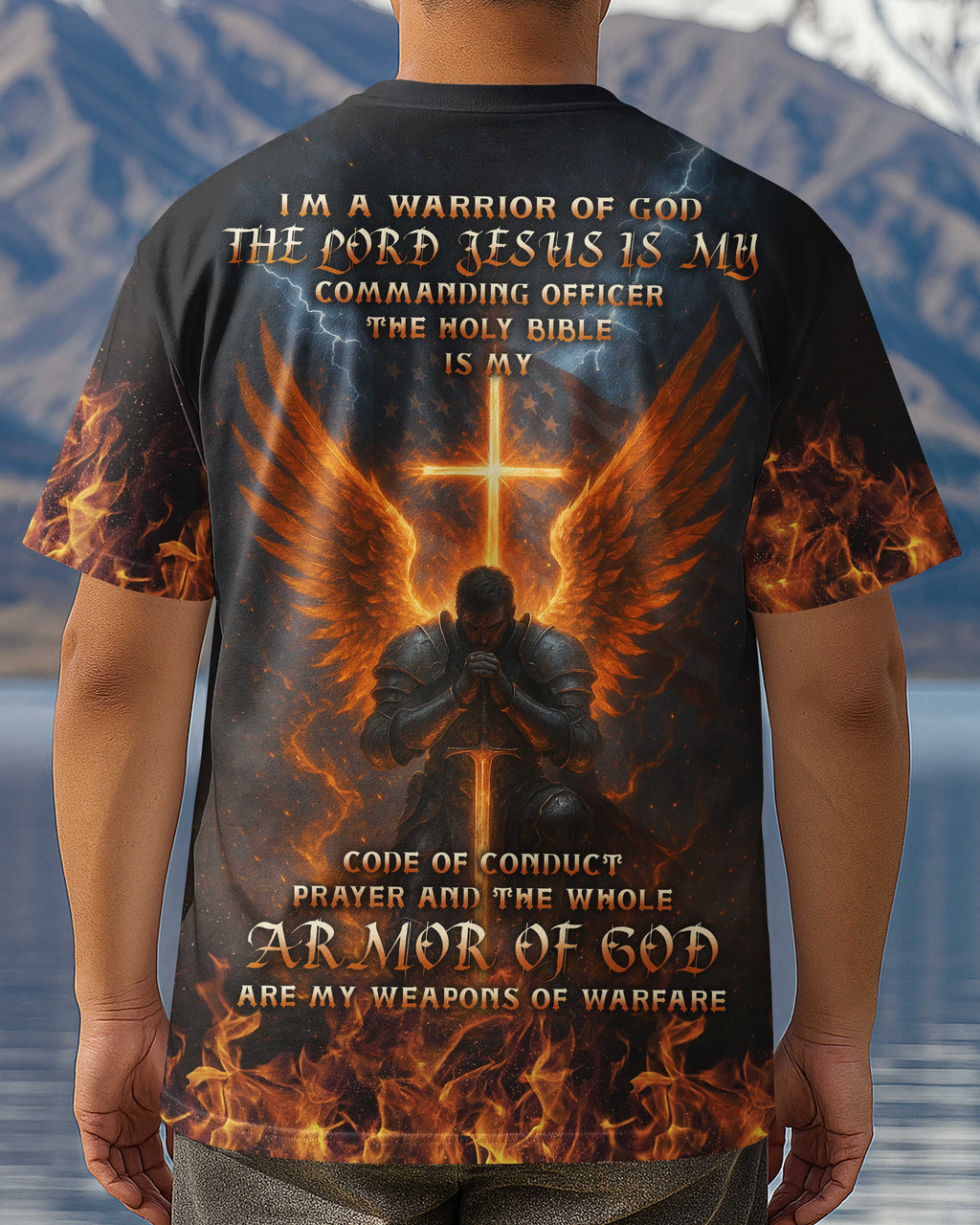Ich bin ein Krieger Gottes All Over Print T-Shirt
