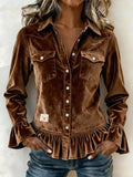Women'S Retro Ruffled Collar Shirt