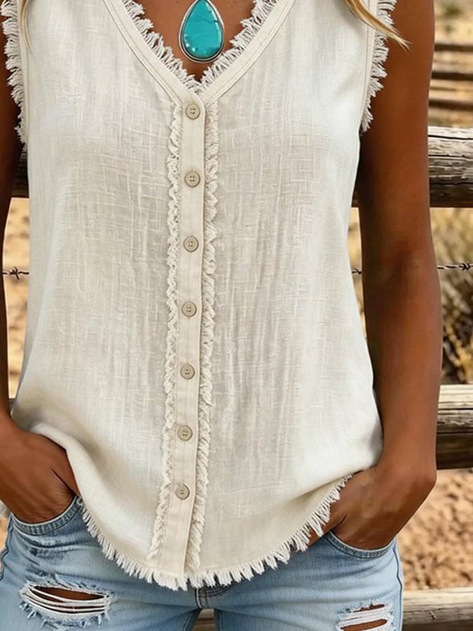 Women'S Casual Loose Tassel Top