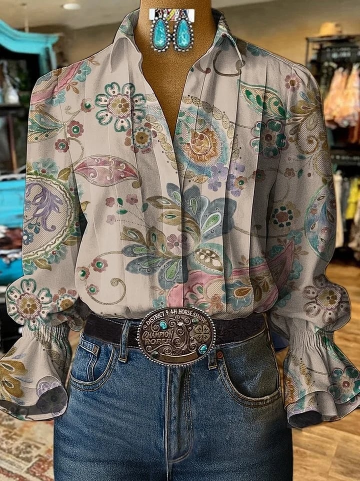 Women's Retro Casual Western Pattern Shirt