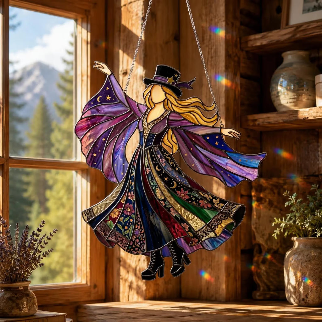 💥💃 Stevie Nicks 🤘 Handmade Stained Glass Spinning Suncatcher