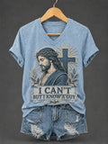 Damen Retro I Can’t But I Know A Guy Faith Aufdruck T-Shirt