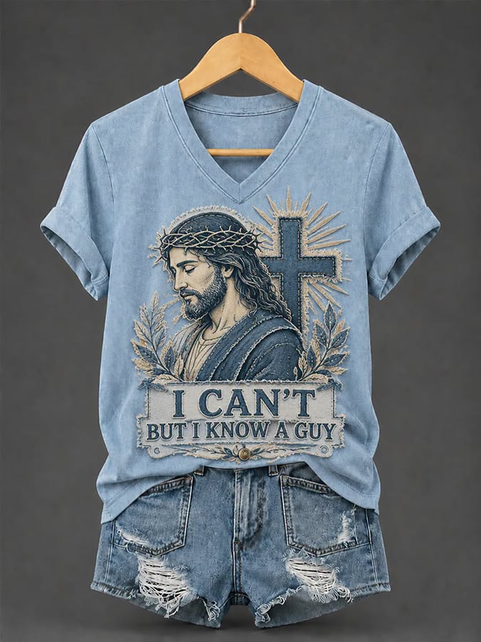 Damen Retro I Can’t But I Know A Guy Faith Aufdruck T-Shirt