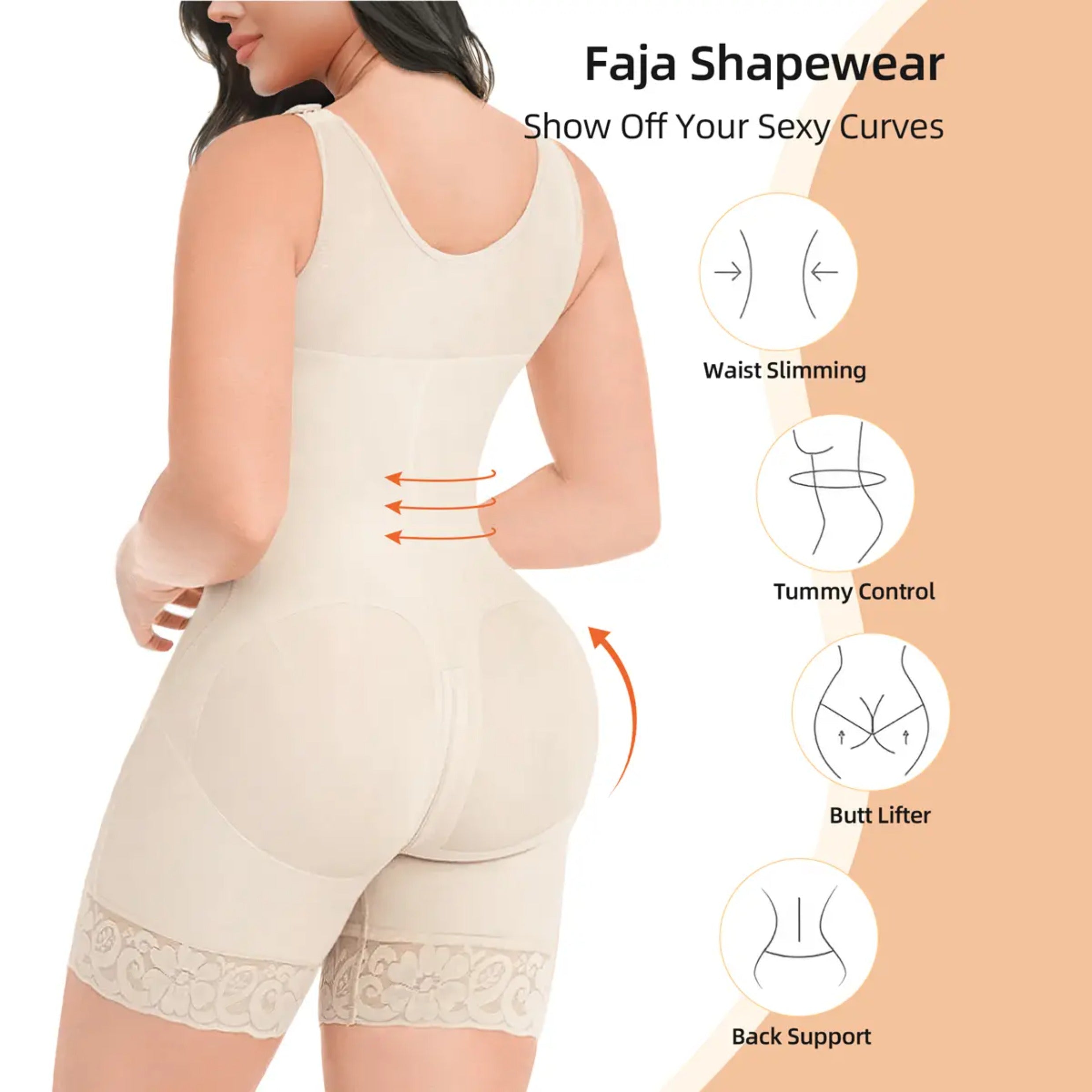 Body moldeador de cuerpo completo para mujer | Control de abdomen y realce de glúteos