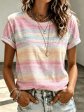Women's  Retro  Breast Cancer  Print T-shirt