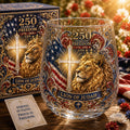 America 250 Lion of Judah Christian Faith Glass Cup Gift Set
