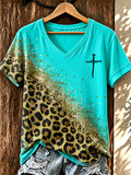 Women'S Western Cross Casual Round Neck T-Shirt