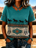 Women'S Retro Western Style Faith Printed T-Shirt