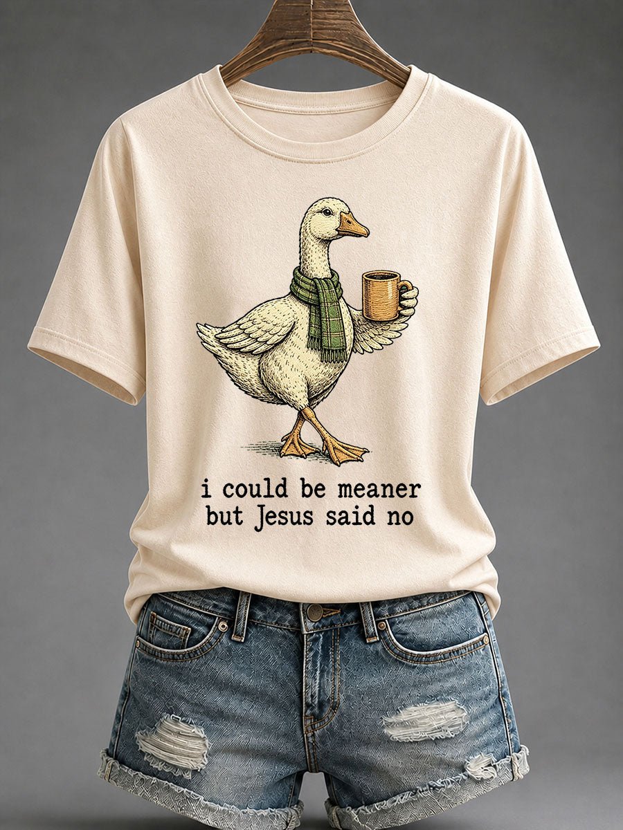 Camiseta de mujer con estampado «Podría ser más mala, pero Jesús dijo que no»