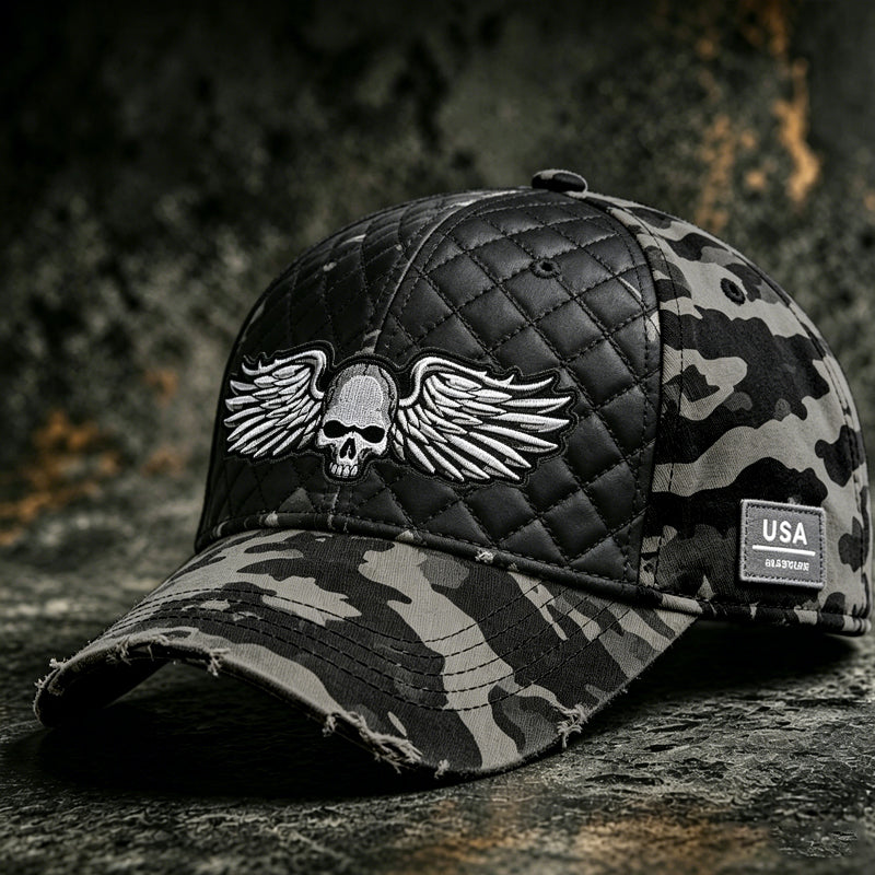 Retro Skull Camouflage Art Print Casual Baseball Cap