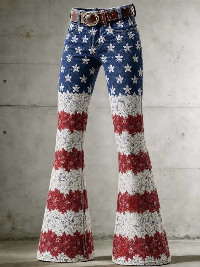 Women'S Casual Retro-Print Trousers