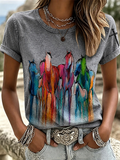 Women's Western style round neck T-shirt