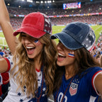 Women's American Flag Cotton Baseball Cap with Criss-Cross Back