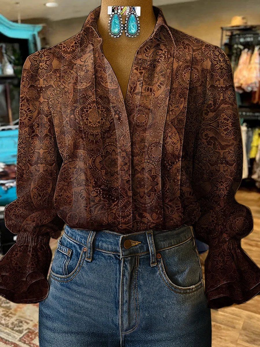 Women's Retro Casual Western Pattern Shirt