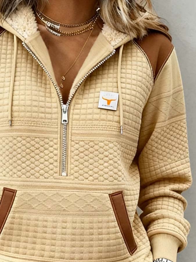 Women'S Casual Color-Blocked Print Pullover Top