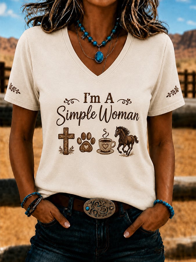 Women's Vintage Western Faith-Print Top